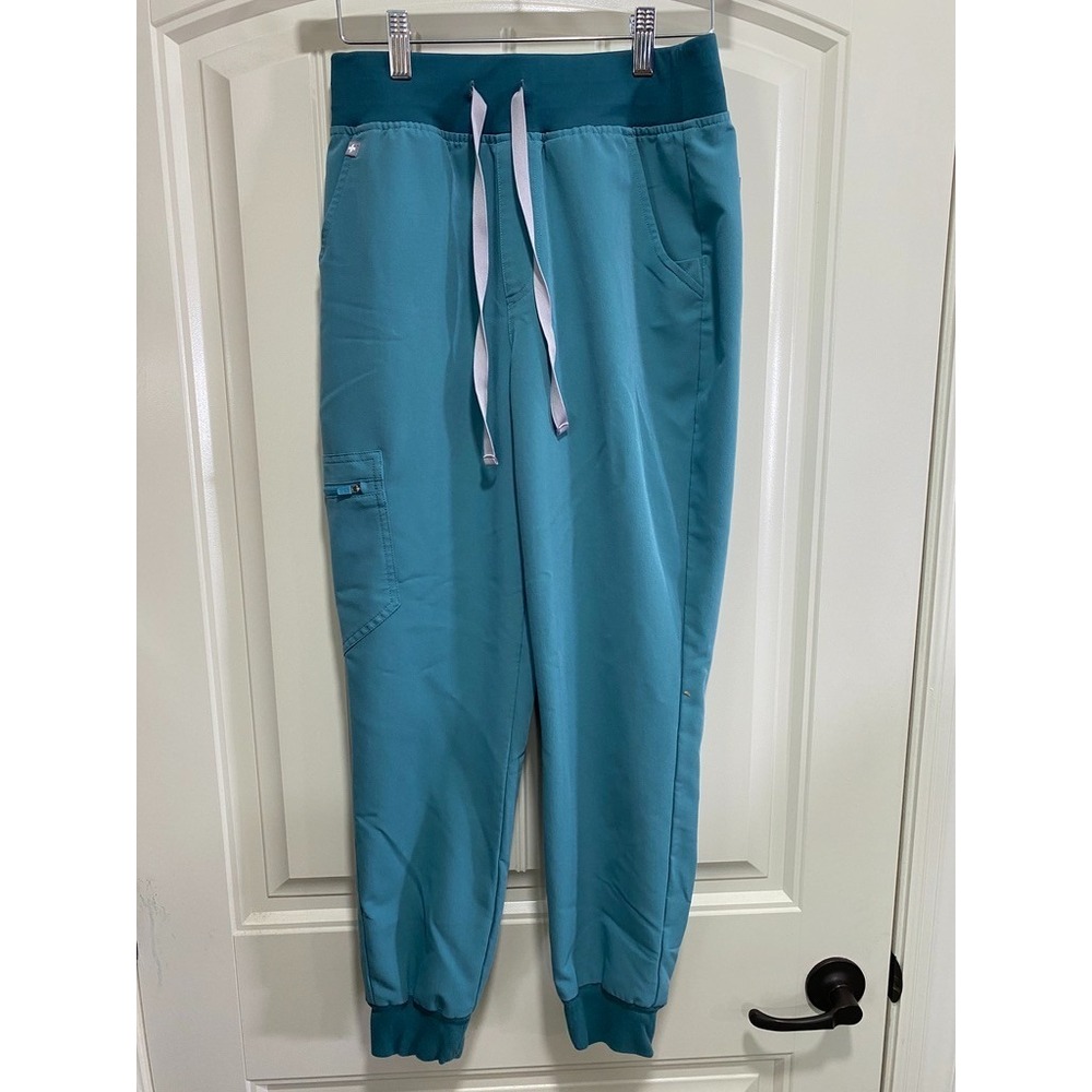 FIGS Zamora Jogger Scrub Pants‎ Women's S Petite Teal High Rise Medical Uniform
